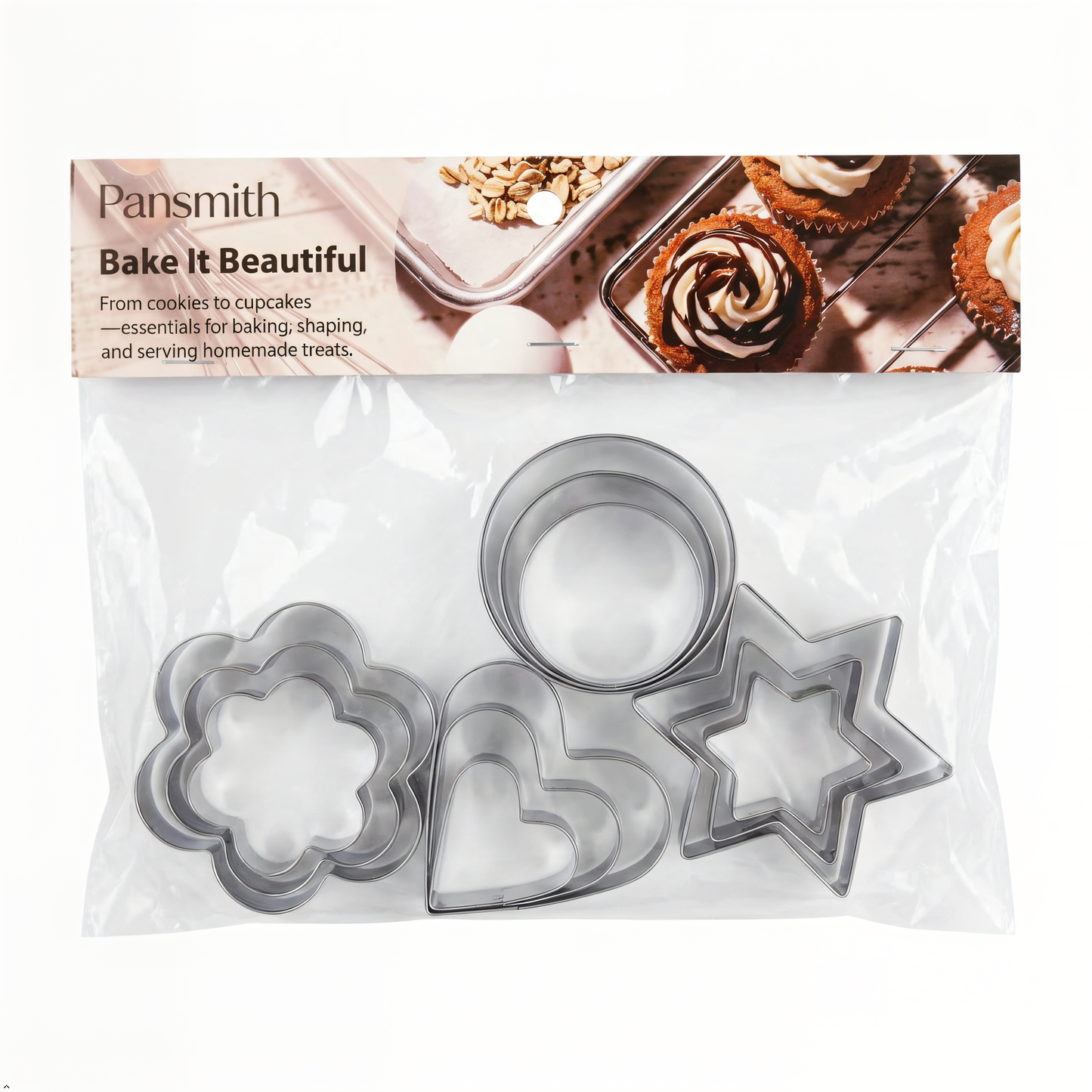 Cookie Cutters Set 12 Pieces, Stainless Steel 3 Heart Cookie Cutters, 3 Star Cookie Cutters, 3 Flower Cookie Cutters, 3 Round Cookie Cutters for Valentine's Day Christmas Holiday