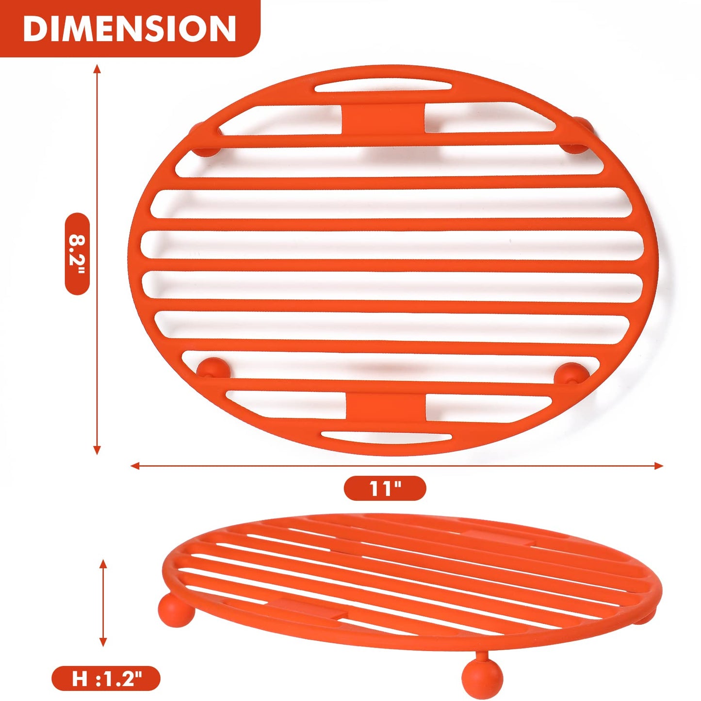 Webake Roasting Rack Oval Silicone 11x8 Inches Cooling Drying Rack Kitchen Cooking Rack for Baking Roasting Pan, Heat-Resistant Silicone Trivet