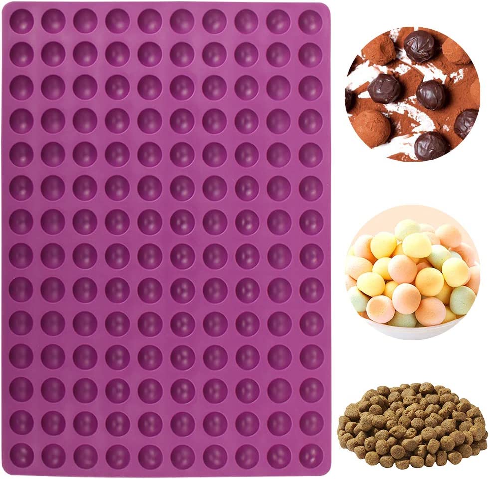 Webake mini round silicone semi sphere 221 cavity blue dia 0.6 inch baking mat gummy candy molds