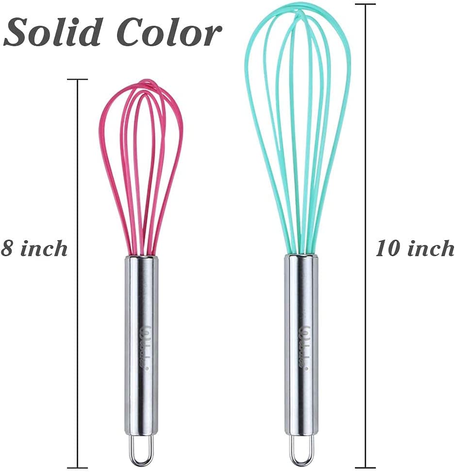 Webake Wooden Handle Non-Stick Silicone Cooking Balloon Whisk (9.37x2