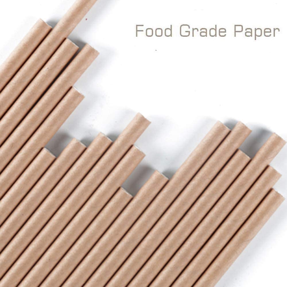Webake 0.4x7.75 Inch Smoothie Brown Kraft Jumbo Drinking Paper Straws (100 Pack)