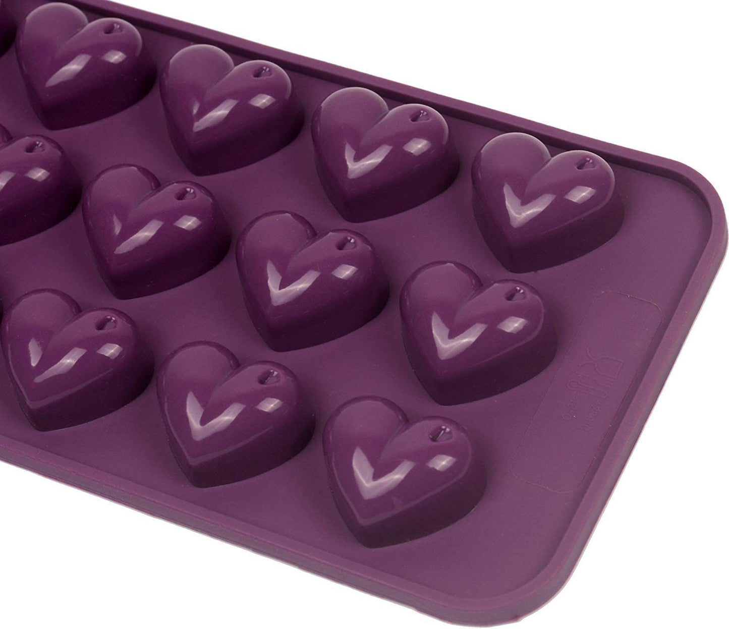 Webake Silicone 15 Cavity Silicone Heart  Candy Chocolate Mold,Pack of 2 (Purple)