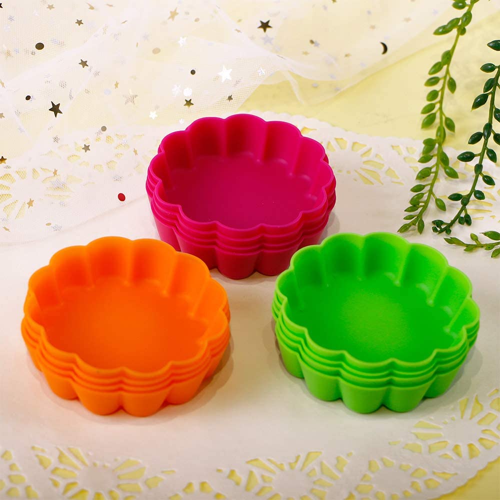 Webake 3-1/4 Inch Silicone Non-Stick Mini Tart Pan Baking Cups (12 Pack)