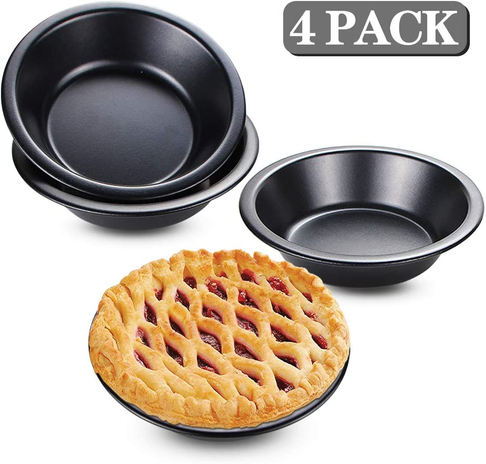 Webake Mini 5 Inch Black Nonstick Round Pie Pans (4 Pack)