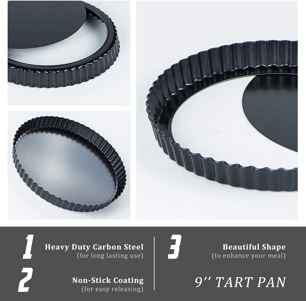 Webake Steel Round Removable Loose Bottom 9 Inch Tart Pan