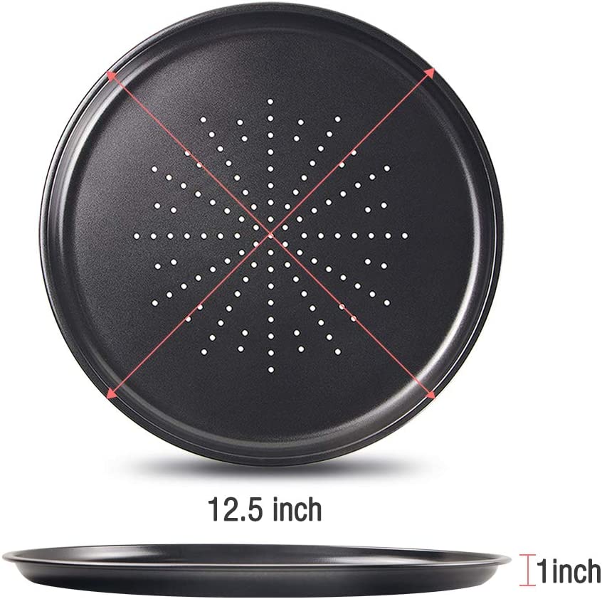 Webake 12 Inch Carbon Steel Perforated Round Vented Pizza Pan
