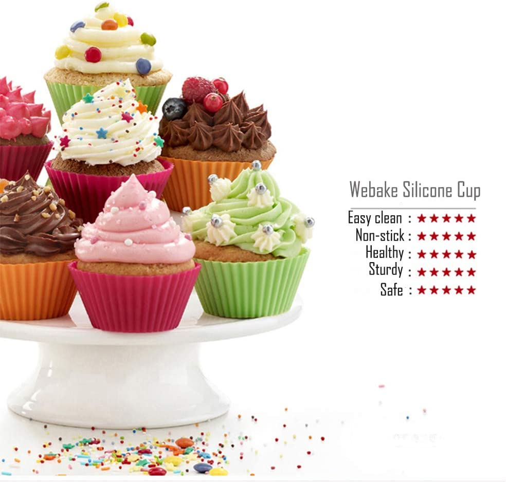 Webake Silicone Reusable Non-stick 2 3/4 Inch Cupcake Liners (Pack of 24)