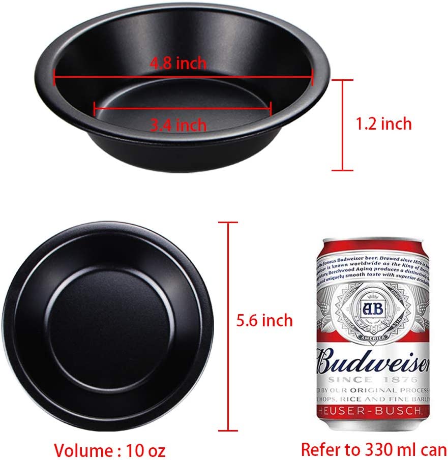 Webake Mini 5 Inch Black Nonstick Round Pie Pans (4 Pack)