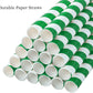 Webake 7.75x0.4 Inch Extra Wide Green Biodegradable Paper Juice Box Straws