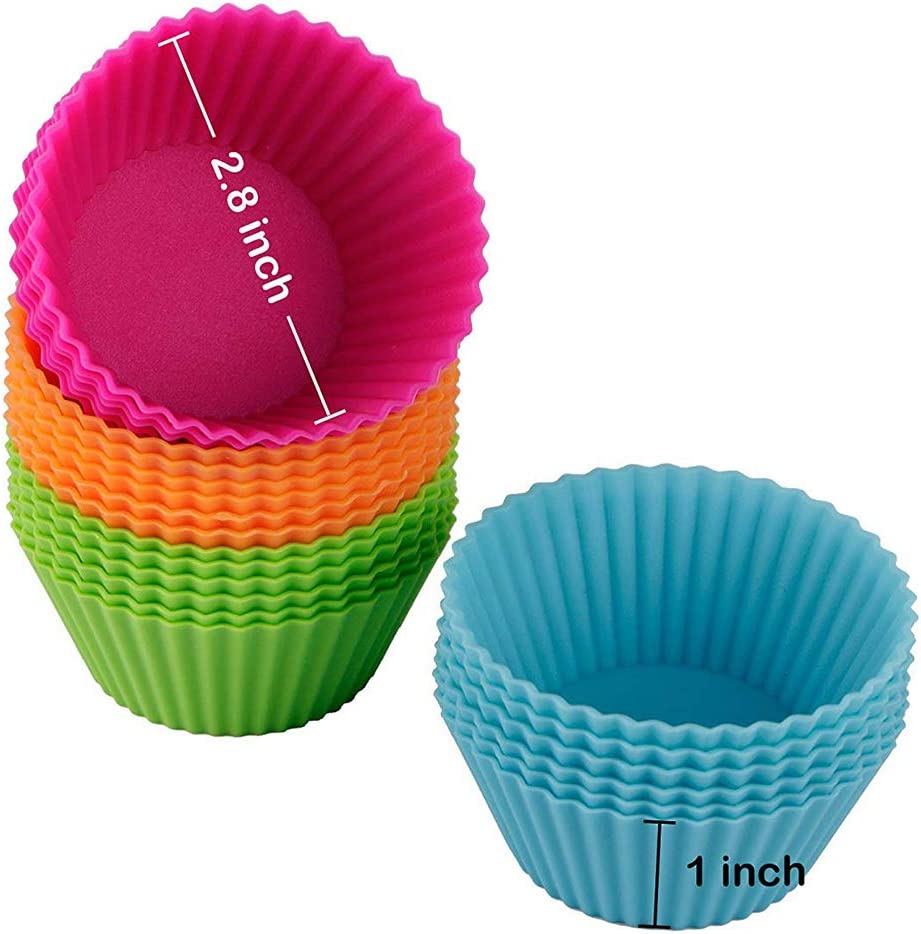 Webake Silicone Reusable Non-stick 2 3/4 Inch Cupcake Liners (Pack of 24)