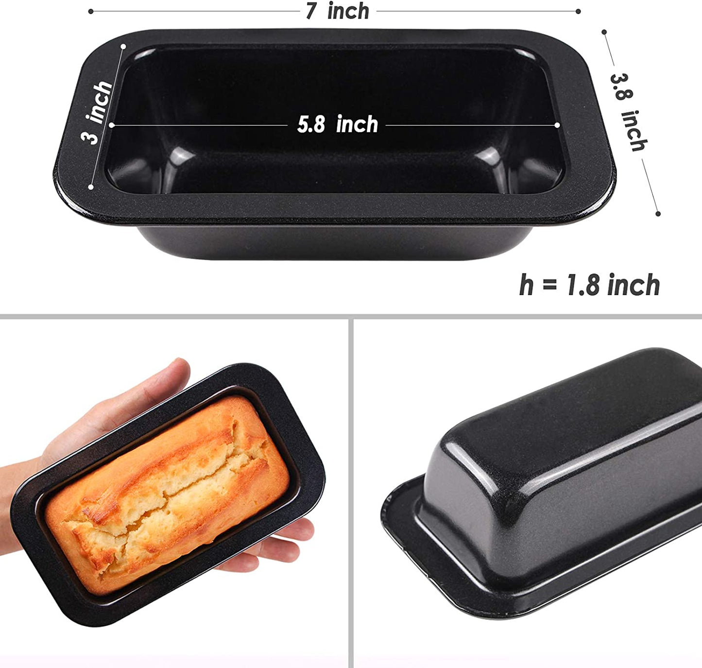 Webake 6 x 3 inch Rectangular Mini Loaf Pan (3 pcs)