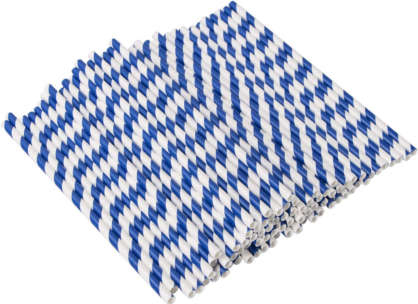 Webake 7.75x0.25 Inch Biodegradable Blue Striped Disposable Flavored Milk Straws (144 Pack)