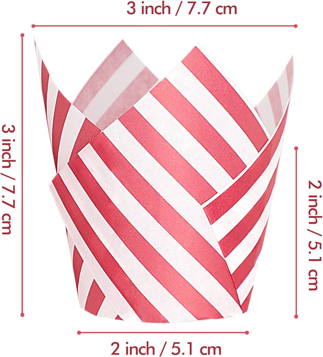 Webake Red Striped Wrappers Tulip Paper Cupcake Liners (100pcs)