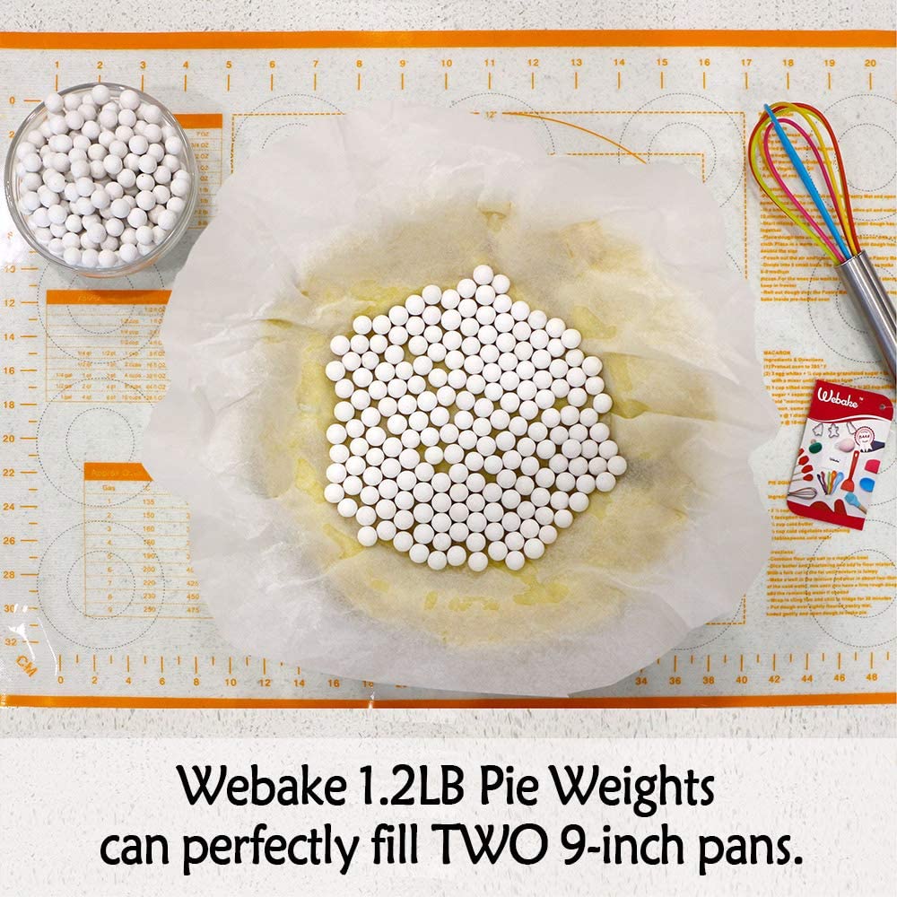 Webake 10mm Ceramic 1.6LB Reusable Pie Baking Weights with Cotton Bags (Over 600 Beads)