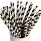 Webake 7.75x0.25 Inch Biodegradable Black and White Striped Disposable Juice Straws (144 Pack)