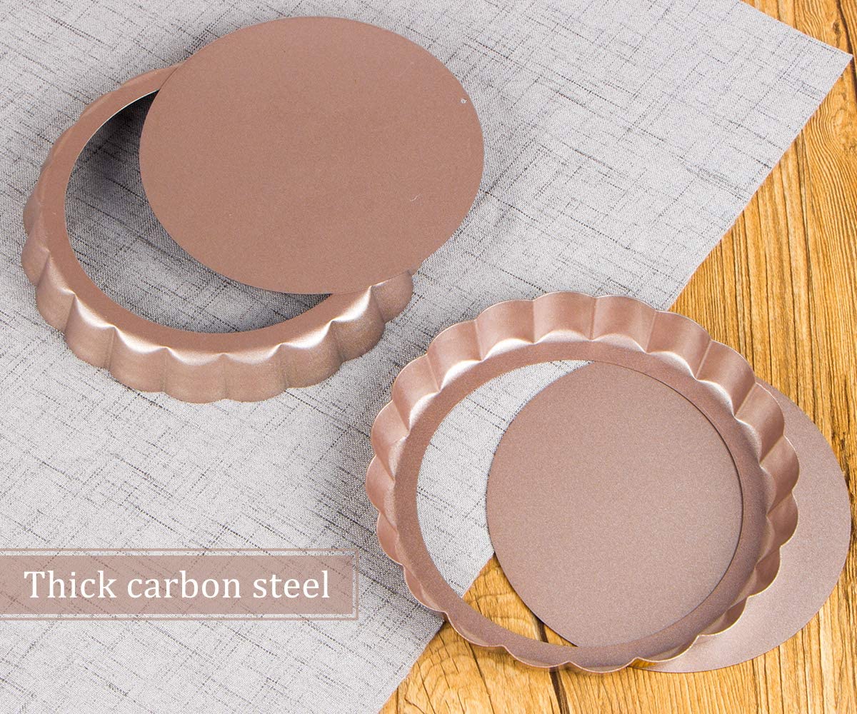Webake 6 Inch nonstick round baking pan removable bottom mini tart molds,Pack of 2