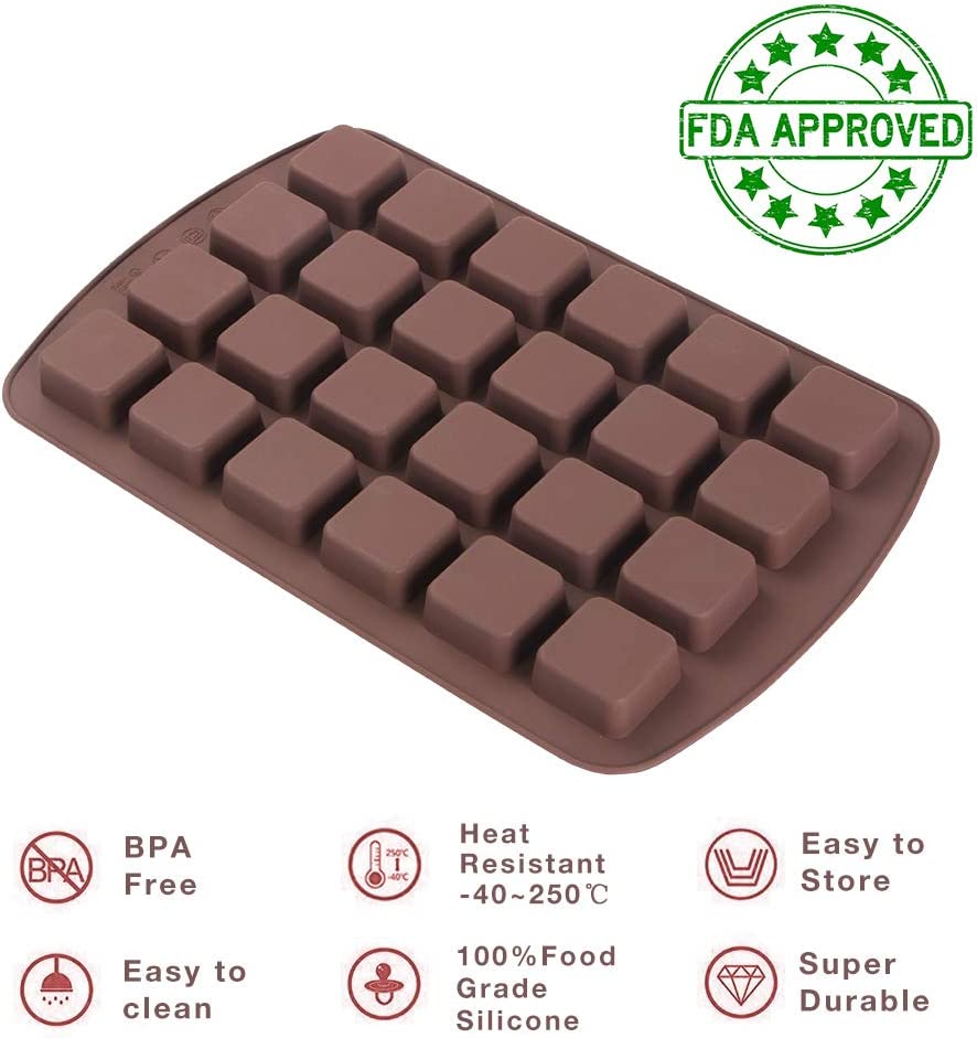Webake silicone square bar smore brownie pan cornbread and muffin mold,Pack  of 2