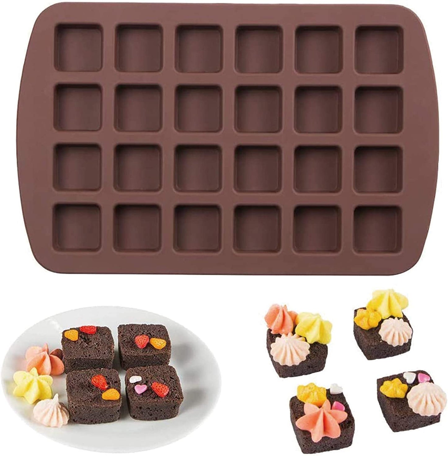 Webake Brownie Cake Pan, 6-Cavity Non-Stick Square Muffin Pan 1.6 Inch Deep  Brownie Mold Small Cake Pan Bakeware for Oven Baking (Champagne Gold)