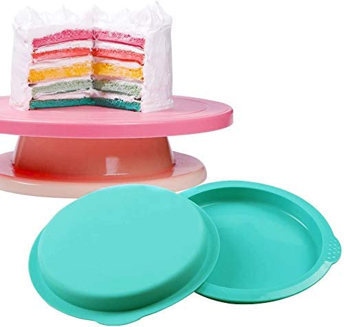 Webake 6 Inch round rainbow baking layer silicone cake pans,Set of 5