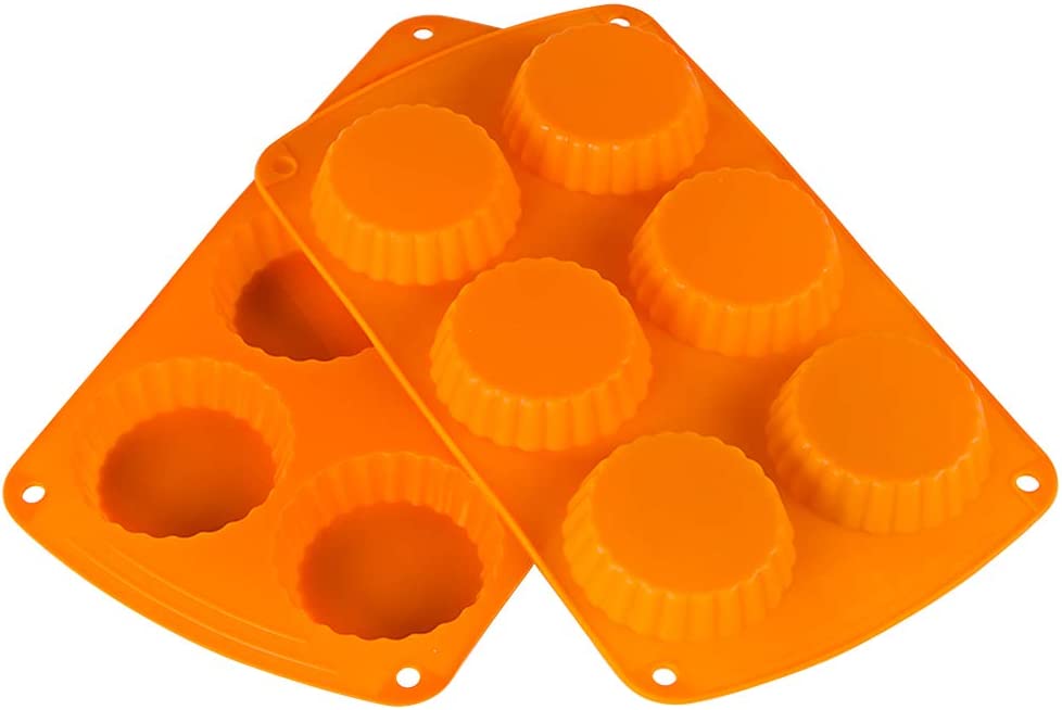 Webake silicone mini 6-cavity peanut butter cup molds tartlet pan,Pack of 2