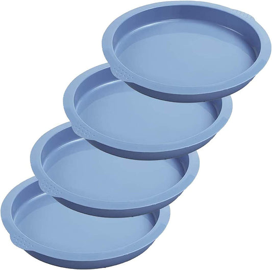 Webake 7 inch round silicone Taco shell pizza layer cake pans,Set of 4