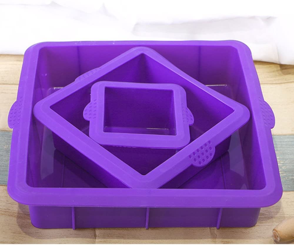Webake silicone square cake pan set 3 Tier Cake Layer Tin,9 Inch, 6 Inch, 3 Inch