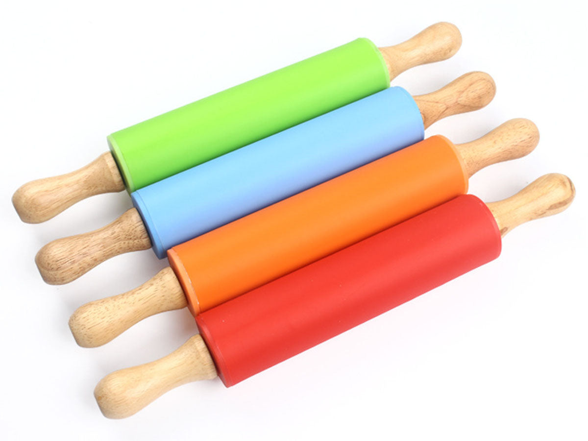 Webake 12 Inch Wooden Handle Non Stick Surface Silicone Baking Rolling