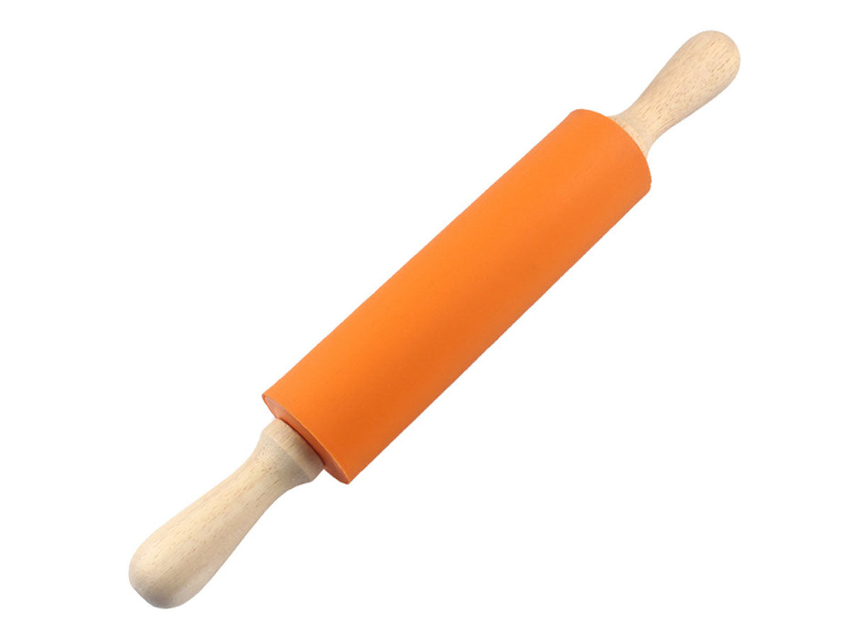 Webake 15 Inch Wooden Handle Non Stick Surface Silicone Embossed Rolling Pin