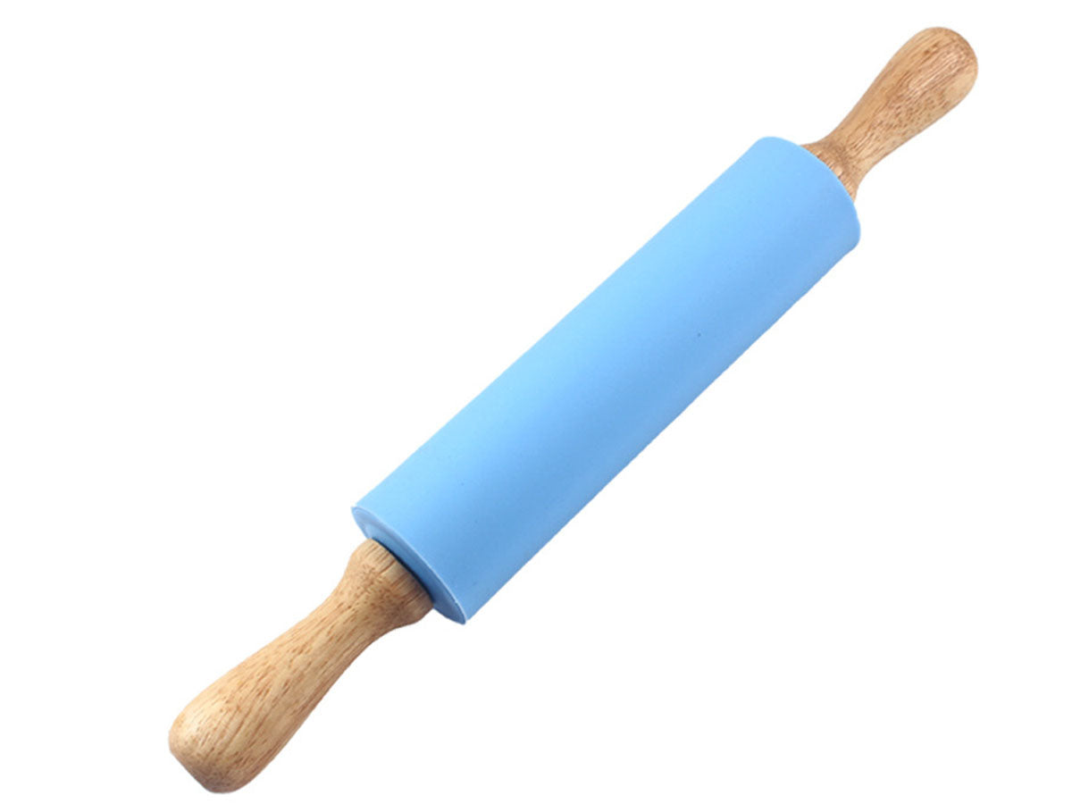 Webake 15 Inch Wooden Handle Non Stick Surface Silicone Embossed Rolling Pin