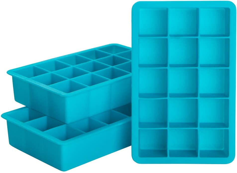 Viski Whiskey Cube Tray with Lid | 2-Inch Ice Trays & Molds, Grey