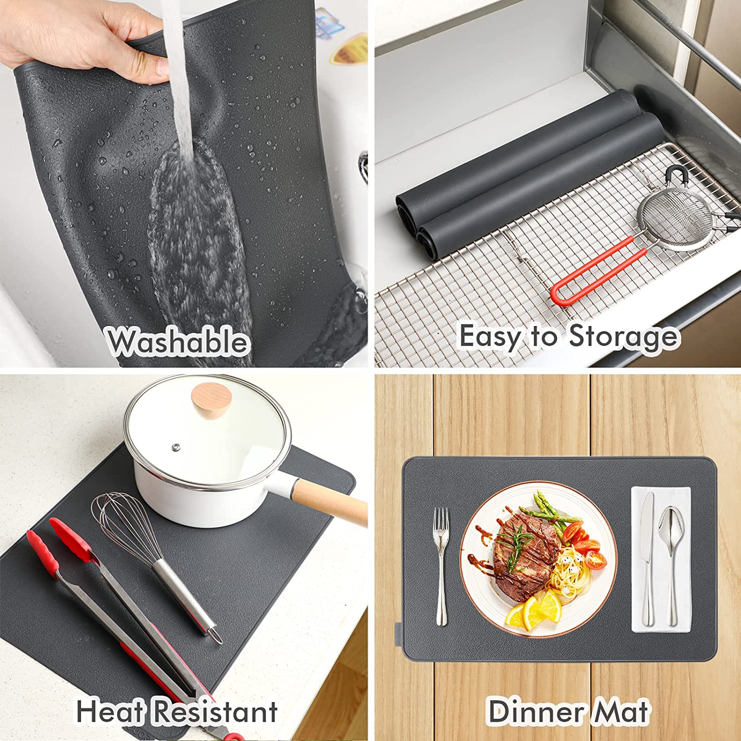 Oversize Silicone Table Placemat, Food-grade Flexible Silicone Table Mat for Baking Pastry Non-Stick, Kids Nonslip Dinner Placemat Heat Resistant