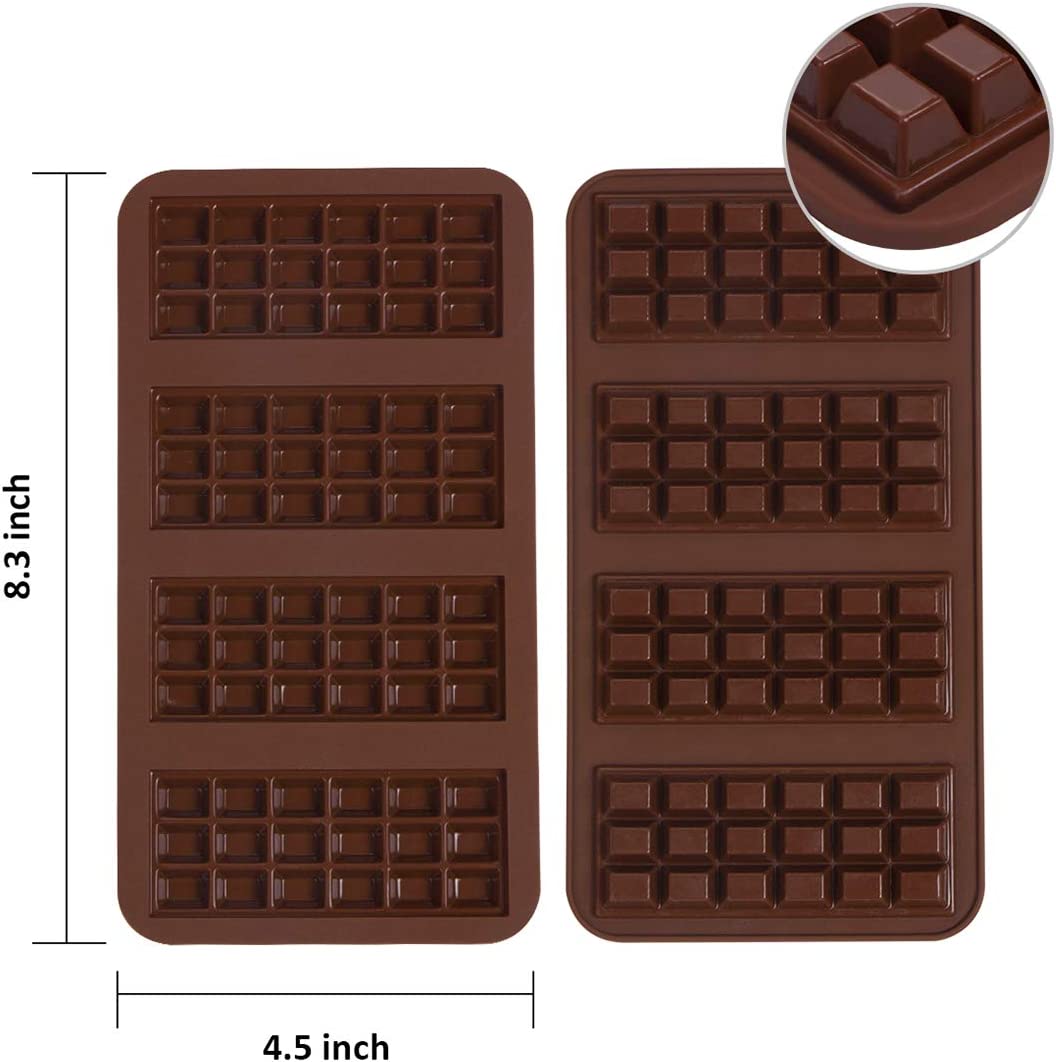 Webake 1 Ounce chocolate protein energy bar silicone break-apart food grade easy release candy molds,Pack of 2