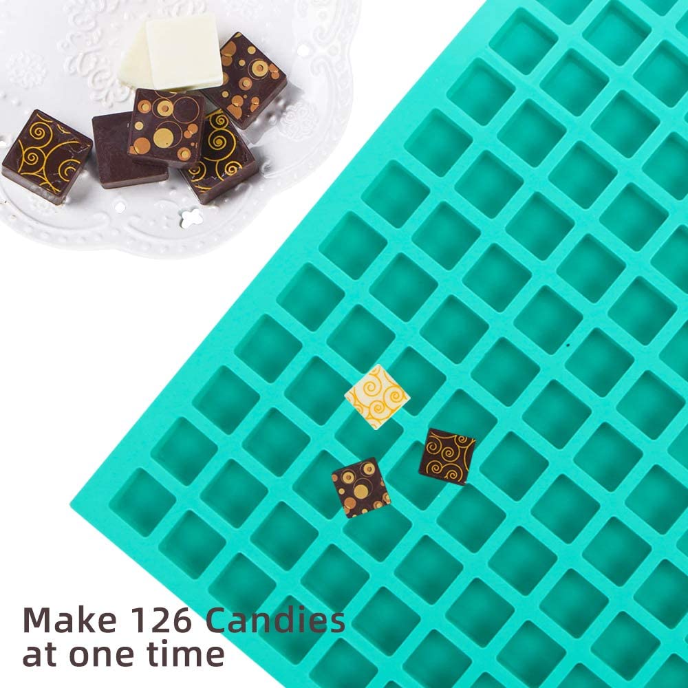 Webake 126 cavity square silicone mini gummy and pralines caramels chocolate molds