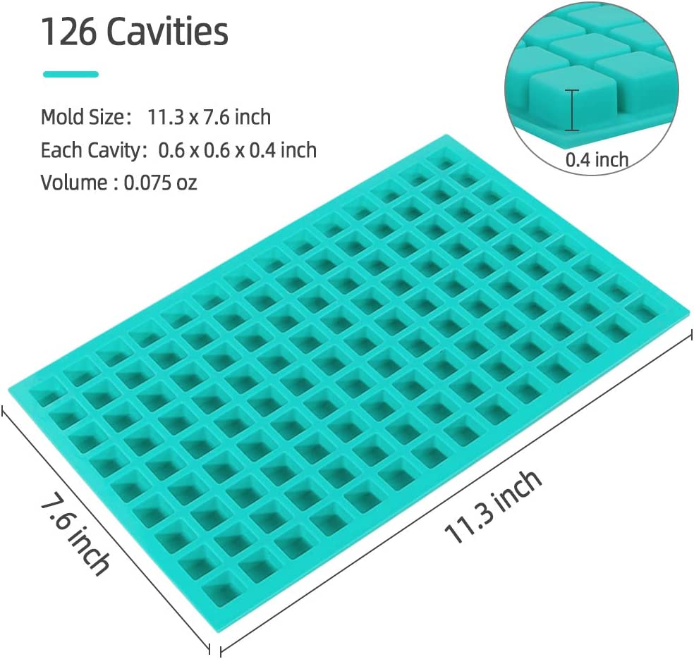 126 Cavities Square Candy Silicone Molds, Mini Silicone Molds for