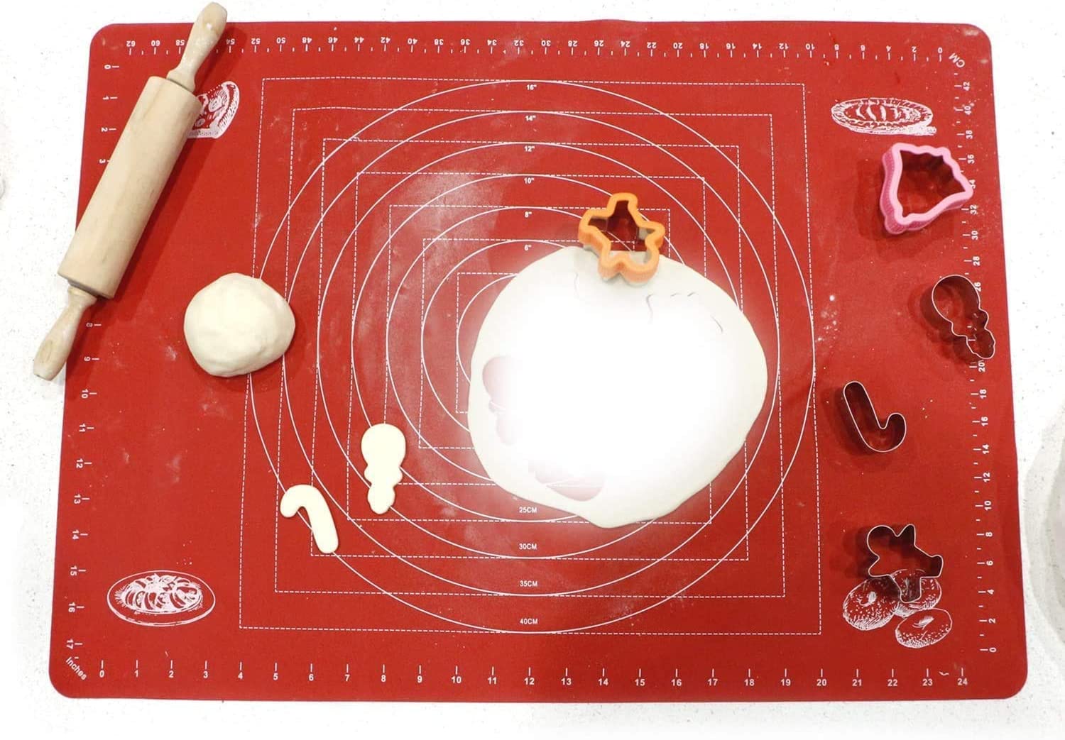 RUK Large Thick Non Stick Silicone Pastry Mat with Measurements 16 x 26 