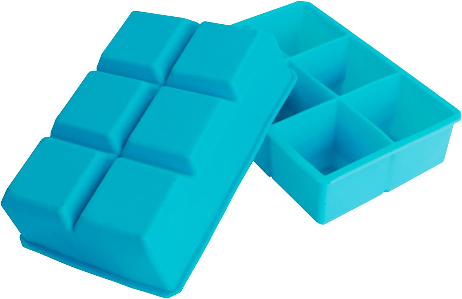 Webake 2 Inch blue square silicone whiskey ice cube tray mold,Pack of