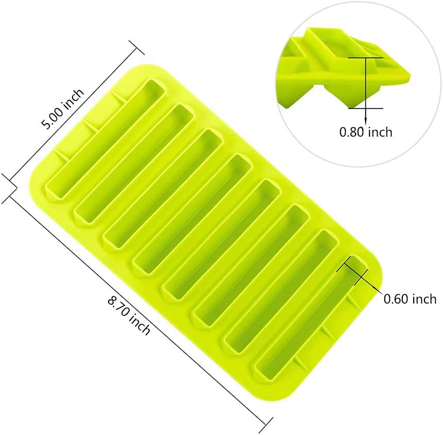 Webake 8 cavity pentagon colomn shape 2 pack ice stick cube trays silicone molds