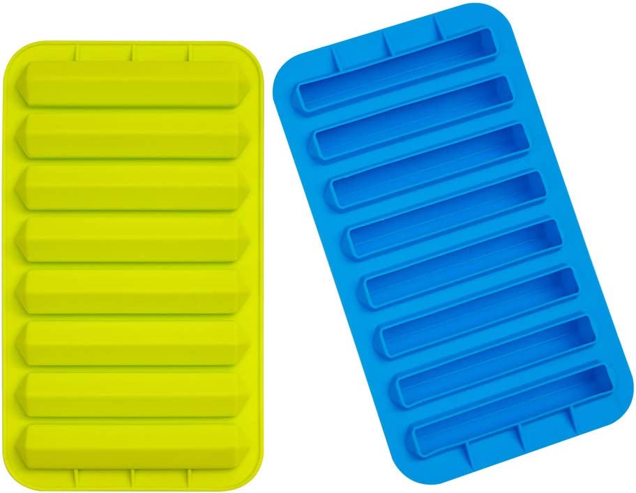 Webake 8 cavity pentagon colomn shape 2 pack ice stick cube trays silicone molds