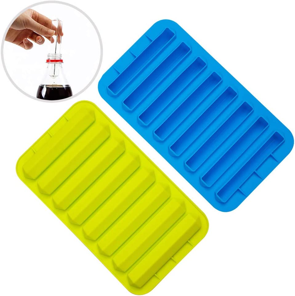 Webake 8 cavity pentagon colomn shape 2 pack ice stick cube trays silicone molds