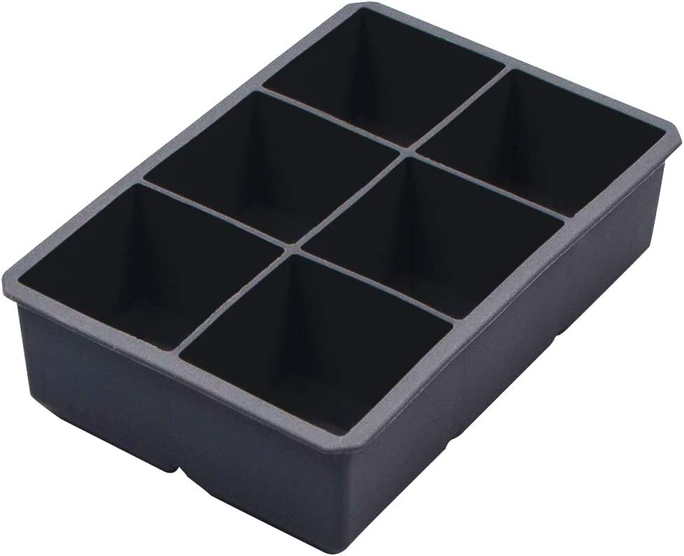 Webake 2 inch square silicone cocktails ice cube trays molds,2 pack (Grey)