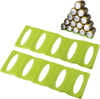 Webake 2 pack fordable silicone fridge pantry countertop can beer stacking holder organizer (Green)