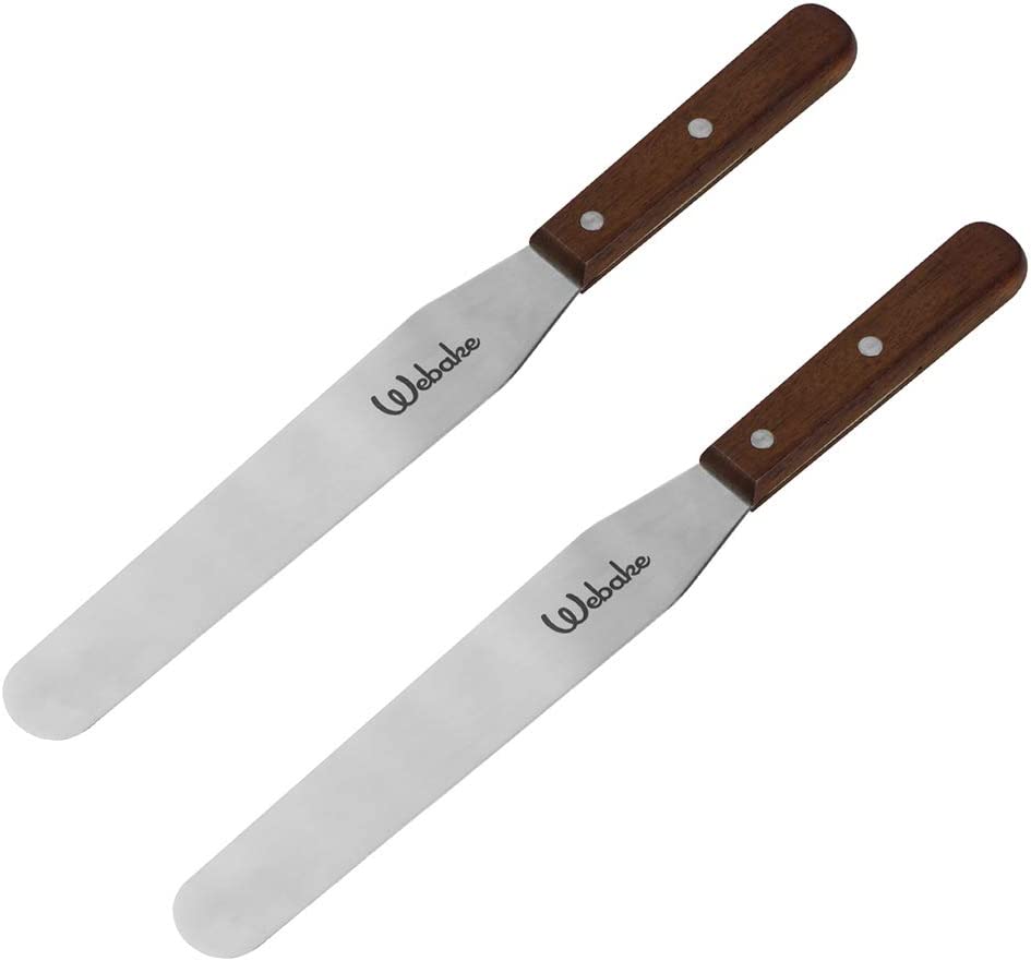 Webake 13 Inch stainless steel straight frosting cake icing spatula with wooden handle,Set of 2