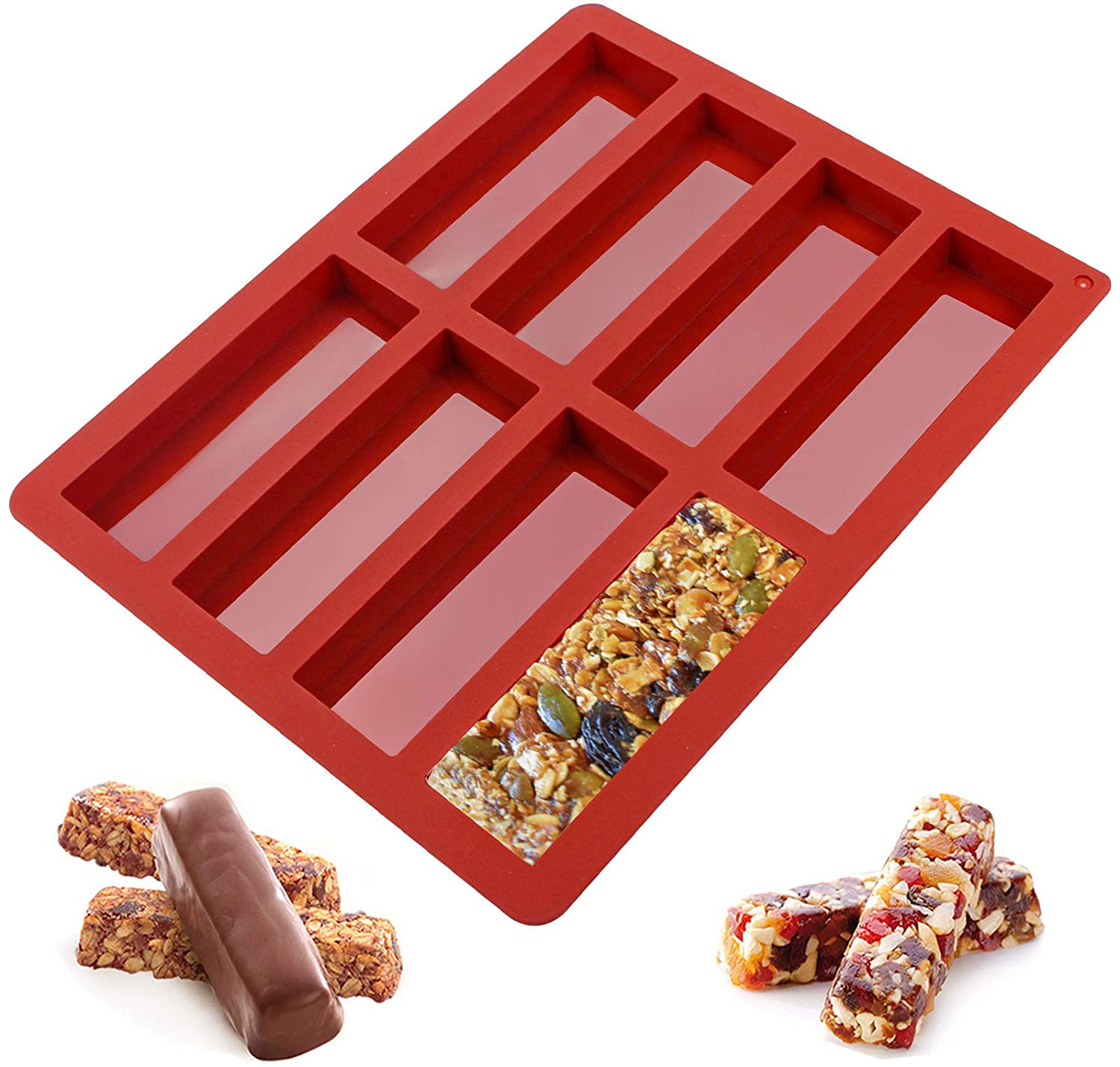 Webake Chocolate Bar Mold Silicone Break-Apart Candy Molds for 1 Ounce  Chocolate Chunk Protein Energy Bar Candy Bar, Food Grade, Easy Release  Candy