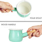 Webake 4 Inch 550ml half quart saucepan small enamelware cups with wooden handle