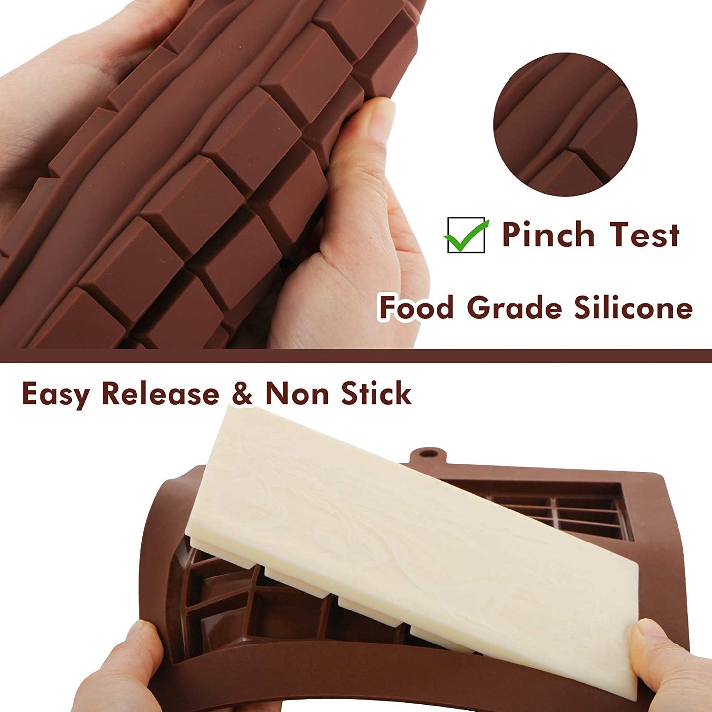 Webake 4 Ounce Silicone Break-Apart Chocolate Energy Bar Mold (2 Pack)