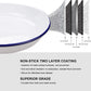 Webake 9.5 inch enamel plates 2 pack salad pasta bowls white body with blue rim
