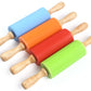 Webake 9 Inch Non Stick Surface Wooden Handle Silicone Rolling Pin