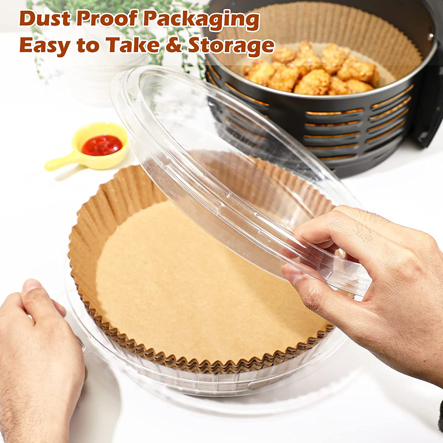 50pcs Air Fryer Baking Parchment,Disposable Air Fryer Paper Liners, Round  Paper Liner For Air Fryer Basket, Non-Stick, Oil Proof, Water Proof,  Cooking