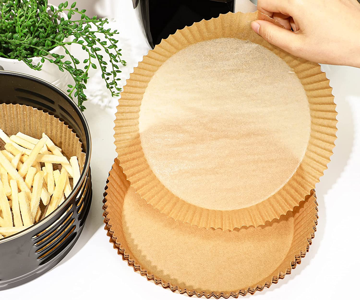 50PCS Air Fryer Parchment Paper Liners Non-Stick Disposable Paper Tray  Barbecue Plate Food Oven Kitchen Round Baking Paper
