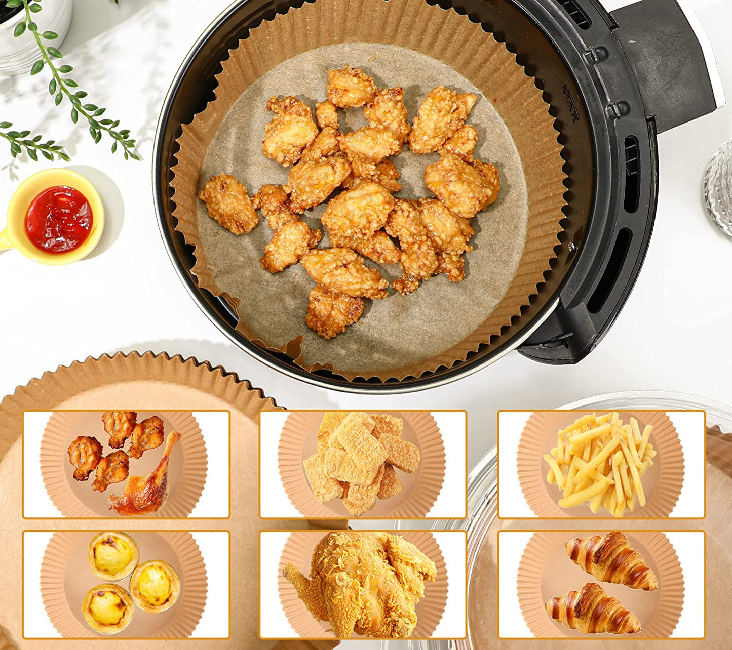 Webake 9.45 inches non-stick parchment paper disposable air fryer line